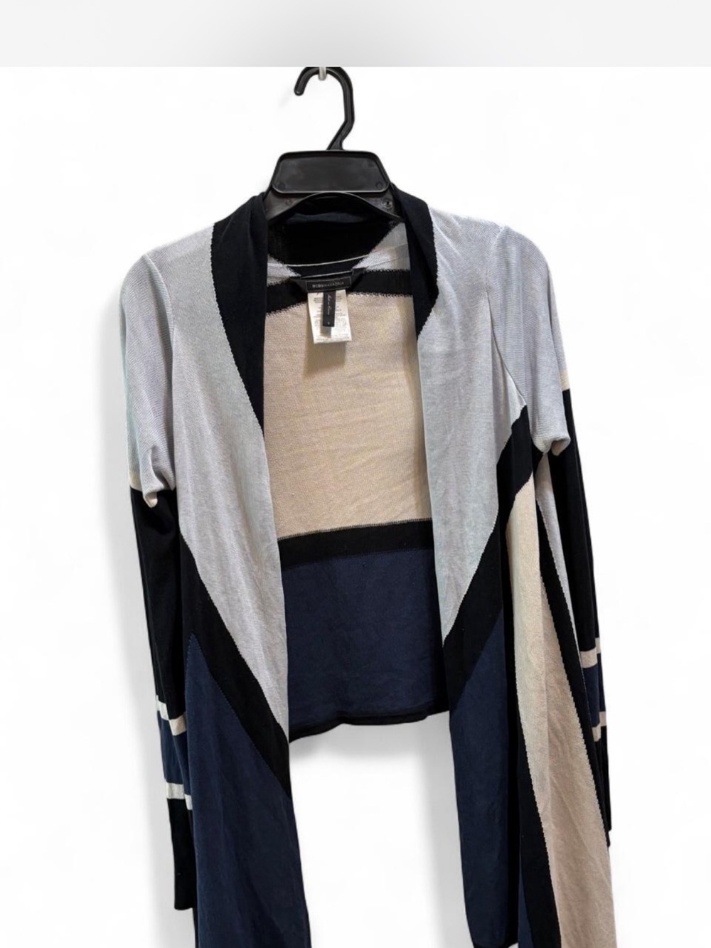 BCBGMaxAzria Colorblock Open-Front Cardigan in Black, Navy, Gray, Cream